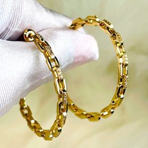 18k Yellow Gold Plated Cubic Zirconia Hoop Earrings Circular Earrings Jewelry